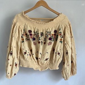 Free People Embroidered Off the Shoulder Top